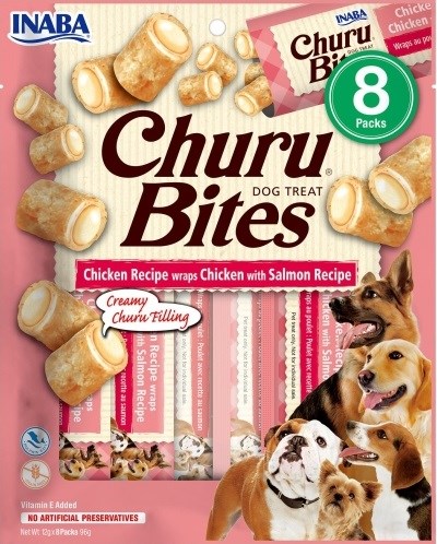 Inaba Churu Dog Bites Λιχουδιές Σκύλου χωρίς Σιτηρά με Κοτόπουλο και Σολομό 12gr 8τμχ