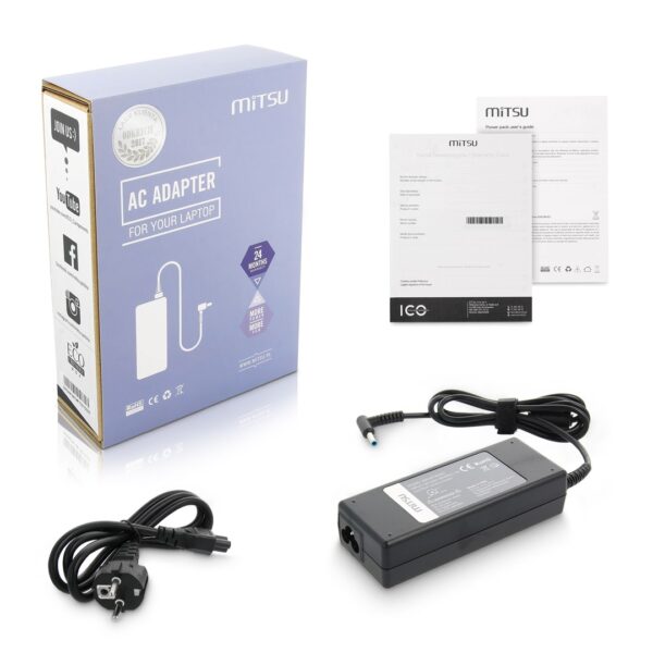 Mitsu Φορτιστής Laptop 90W 19.5V 4.62A για HP με Αποσπώμενο Καλώδιο Τροφοδοσίας