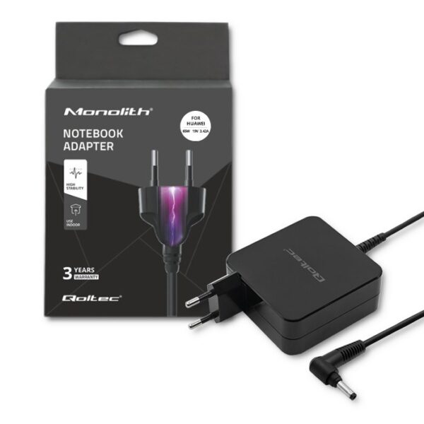 Qoltec Φορτιστής Laptop 65W 19V 3.42A για Huawei με Αποσπώμενο Καλώδιο Τροφοδοσίας