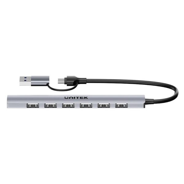Unitek USB 2.0 Hub 7 Θυρών με σύνδεση USB-A / USB-C Γκρι