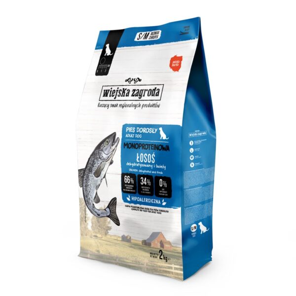 Wiejska Zagroda 2kg Ξηρά Τροφή χωρίς Σιτηρά & Γλουτένη για Ενήλικους Σκύλους με Σολομό