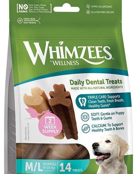 Whimzees Puppy M/L Οδοντική Λιχουδιά Σκύλου για Μεσαίες Φυλές 210gr 14τμχ Puppy
