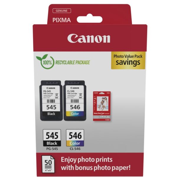 Canon Pg-545 Cl-546 Γνήσιο Photo Value Pack με 1 Μελάνι InkJet Μαύρο (8287B008)