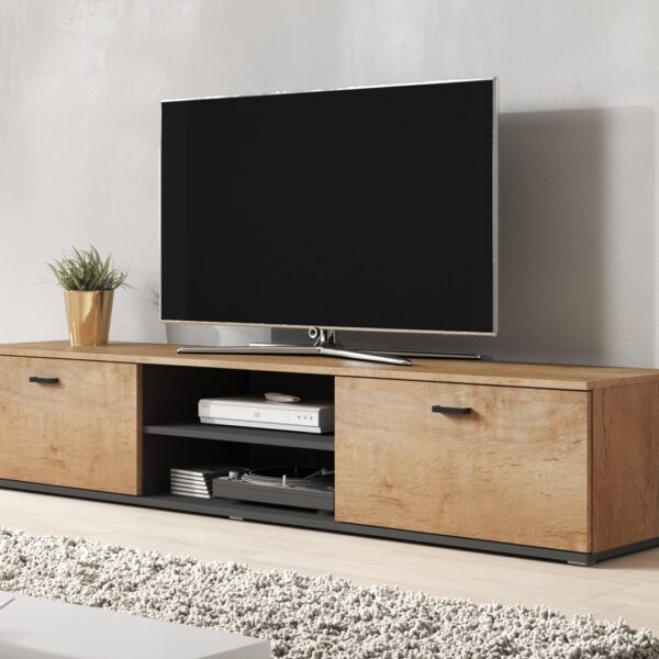 Ξύλινο Έπιπλο Τηλεόρασης Soho Oak / Black Μ180xΠ43xΥ37cm