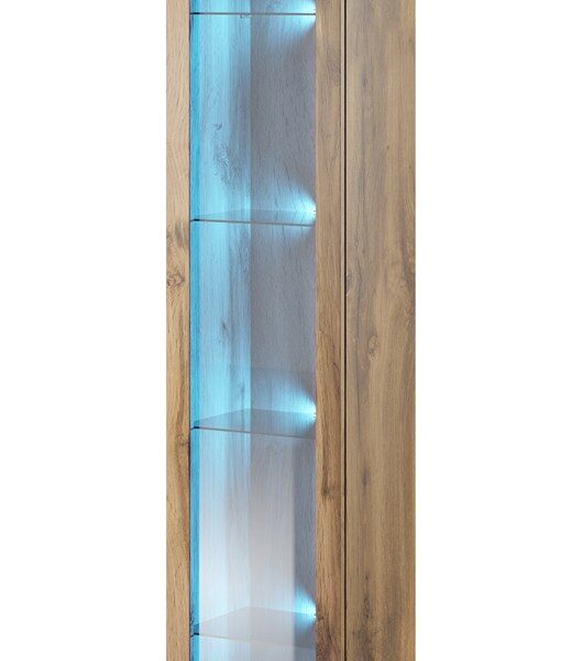 Vigo 180 Επιδαπέδια Βιτρίνα Σαλονιού από Μοριοσανίδα με Τζάμι Wotan oak 40x30x180cm