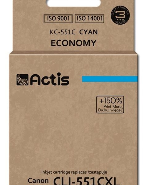 Actis Συμβατό Μελάνι Εκτυπωτή InkJet Canon CLI-551C 12ml Κυανό