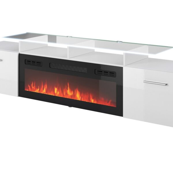 Έπιπλο Τηλεόρασης Ξύλινο White / Gloss White Μ190xΠ37xΥ48cm