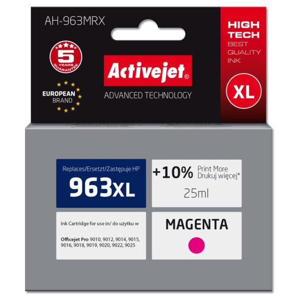 Active Jet Συμβατό Μελάνι Εκτυπωτή InkJet HP 963XL 3JA28AE 1760 Σελίδων 25ml Ματζέντα
