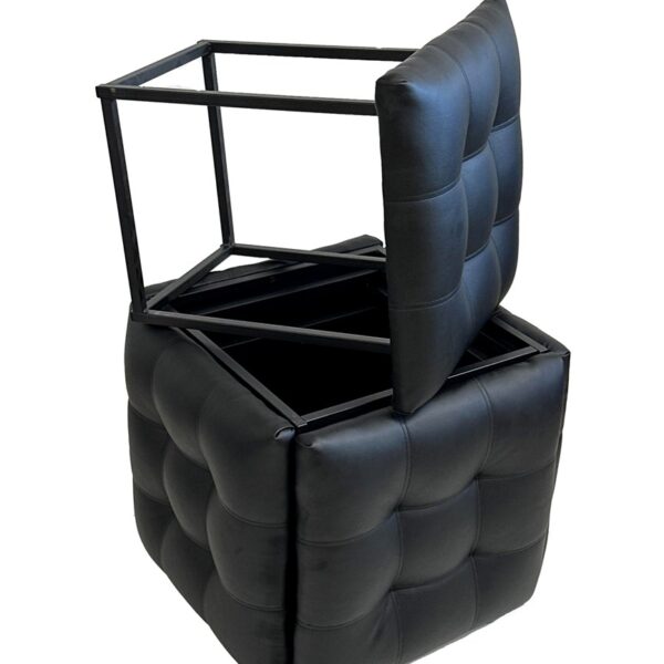 5-in-1 pouffe-transformer - 5 stools in 1 pouffe black eco leather