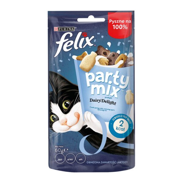 Purina Party Mix Dairy Delight Λιχουδιές Σνακ Γάτας με Γάλα, Γιαούρτι και Τσένταρ 60gr