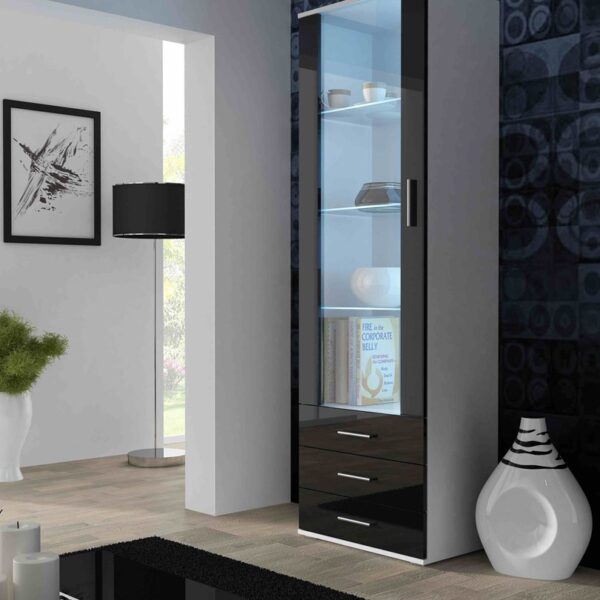 Cama display cabinet SOHO S1 white/black gloss