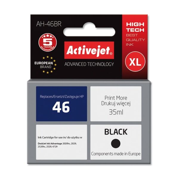 Active Jet Συμβατό Μελάνι Εκτυπωτή InkJet HP 46 CZ637AE 35ml Μαύρο 1τμχ