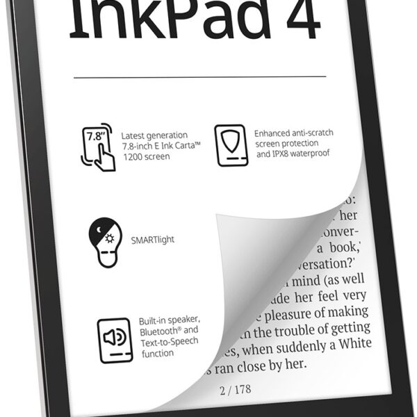 PocketBook InkPad 4 e-book reader Touchscreen 32 GB Wi-Fi Black, Silver