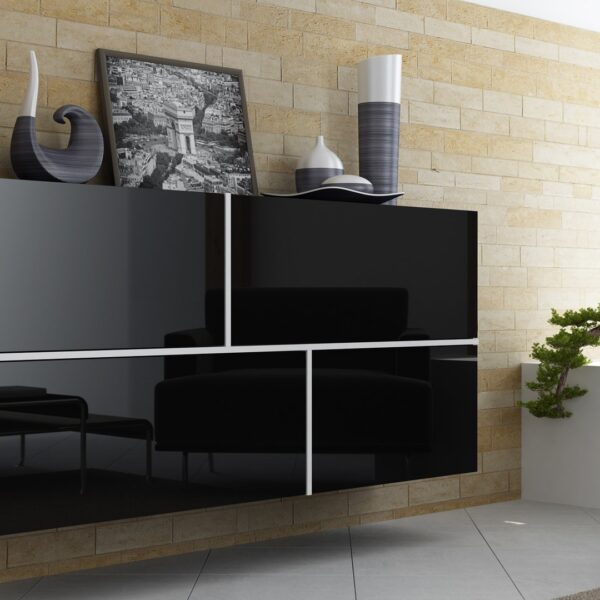 Cama sideboard GOYA 170/40/80 black/black gloss+white