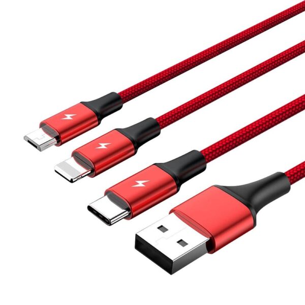 Unitek Braided USB to Lightning / Type-C / micro USB Cable 3A Κόκκινο 1.2m (C4049RD)