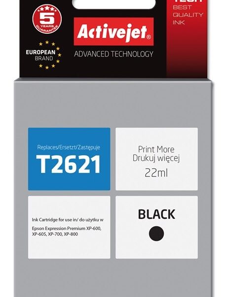 Active Jet Συμβατό Μελάνι Εκτυπωτή InkJet Epson T2621 22ml Μαύρο