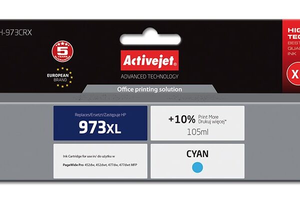 Active Jet Συμβατό Μελάνι Εκτυπωτή InkJet HP 973XL F6T81AE 105ml Κυανό