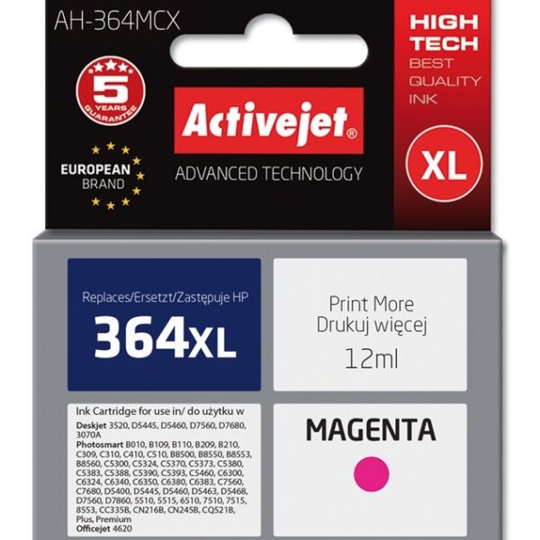 Active Jet Συμβατό Μελάνι Εκτυπωτή InkJet HP 364XL CB324EE 12ml Ματζέντα