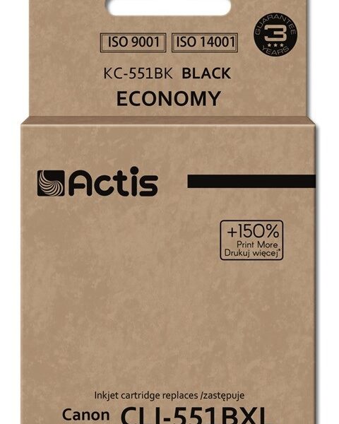 Actis Συμβατό Μελάνι Εκτυπωτή InkJet Canon CLI-551BK 12ml Μαύρο 1τμχ