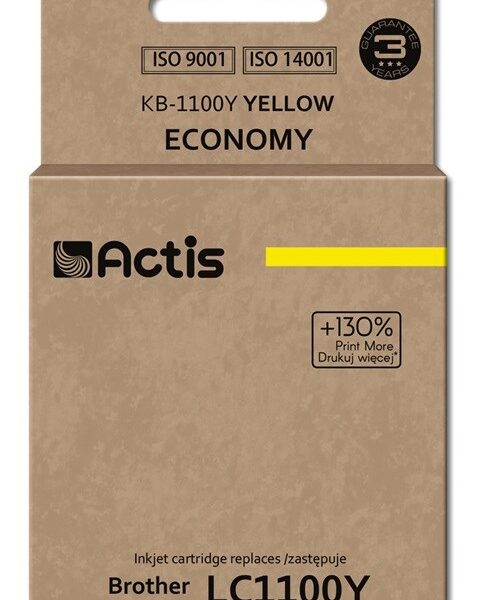 Actis Συμβατό Μελάνι Εκτυπωτή InkJet Brother LC1100Y 19ml Κίτρινο