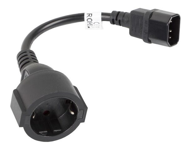 Lanberg Schuko - IEC C14 Cable 0.18m Μαύρο (CA-C14E-10CC-0018-BK)