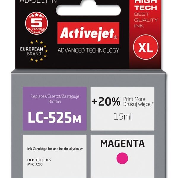 Active Jet Συμβατό Μελάνι Εκτυπωτή InkJet Brother LC-525M 15ml Ματζέντα