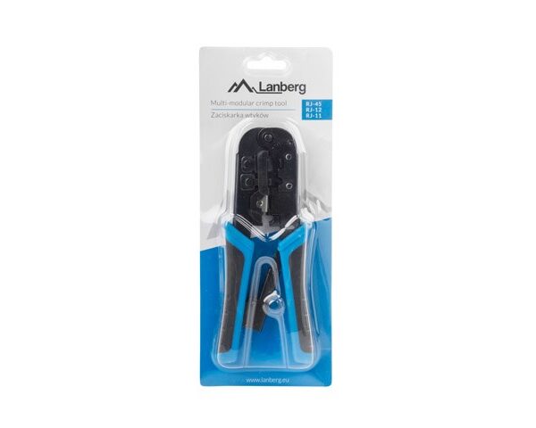 Lanberg Πρέσα Ακροδεκτών Δικτύου RJ12, RJ11, RJ45 με Απογυμνωτή, Μηχανισμό Καστάνιας και Μόνωση (Μήκος 180mm)