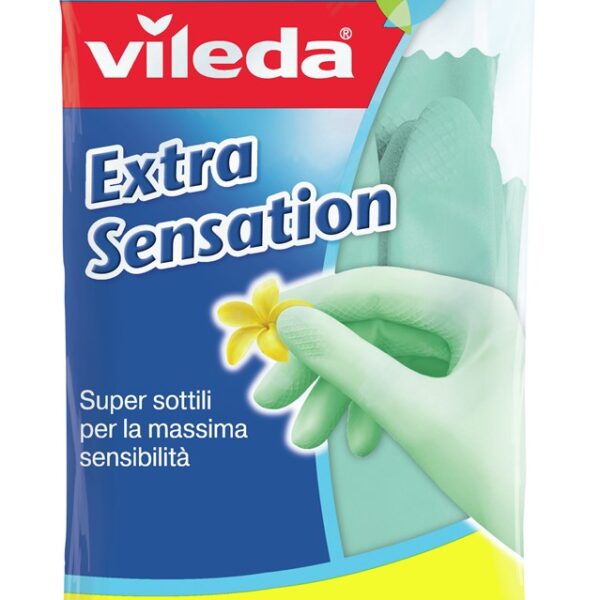 Vileda Γάντια Καθαριότητας Extra Sensation Πλαστικά Large Πράσινα 2τμχ