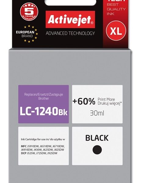 Active Jet Συμβατό Μελάνι Εκτυπωτή InkJet Brother LC-1240BK 30ml Μαύρο