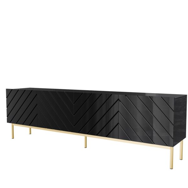 Έπιπλο Τηλεόρασης Μεταλλικό Abeto Μαύρο/μαύρο Γυαλιστερό Μ42xΠ60xΥ200cm