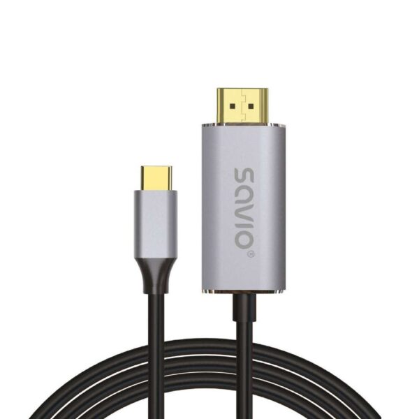 Savio CL-171 HDMI 2.0 HDMI male - USB-C male 2m Ασημί