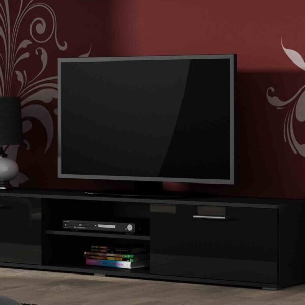Έπιπλο Τηλεόρασης Ξύλινο Soho Glossy Black Μ180xΠ43xΥ37cm