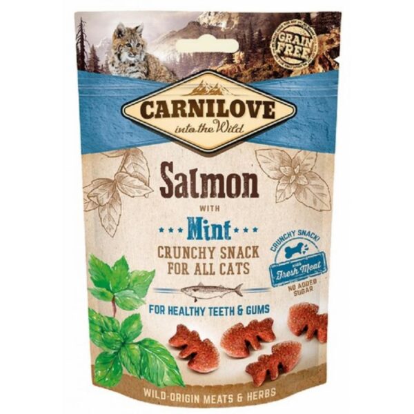 Carnilove Fresh & Crunch Λιχουδιές Σνακ με Σολομό Σνακ με Σολομό & Μέντα για Ενήλικες Γάτες 1τμχ 50gr