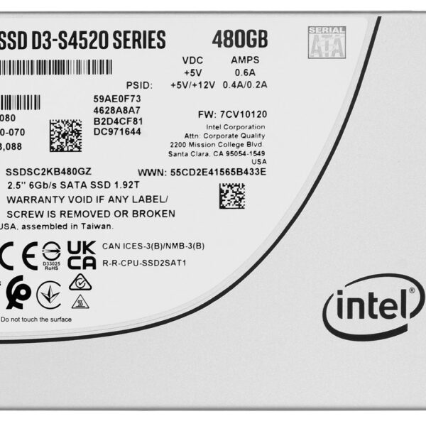 SSD Solidigm (Intel) S4520 480GB SATA 2.5" SSDSCKKB480GZ01 (DWPD up to 3)
