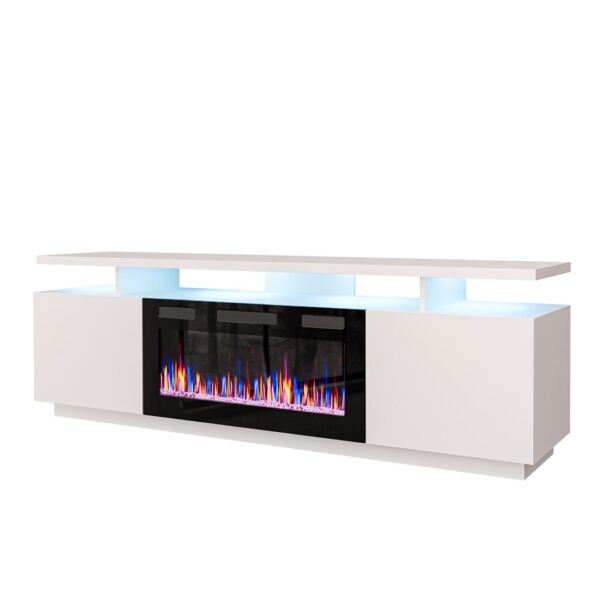 Έπιπλο Τηλεόρασης Ξύλινο Eva με Φωτισμό LED Λευκό Μ180xΠ40xΥ52cm