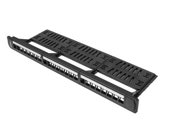 Lanberg Patch Panel Keystone για Rack 1U 19" 24 Θυρών Μαύρο