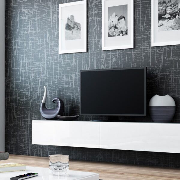 Ξύλινο Έπιπλο Τηλεόρασης Vigo '180' Grey / White Gloss Μ180xΠ30xΥ40cm