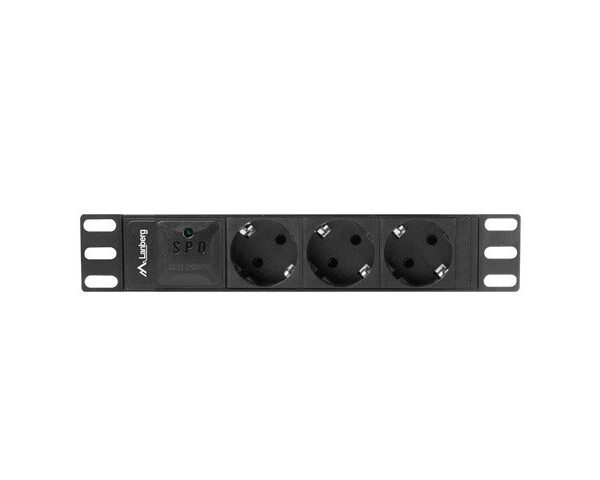Lanberg 10" Rack Power Strip (1U, 16A, 3X 230V PL) Μαύρο