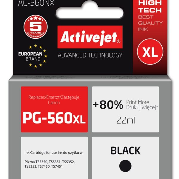 Active Jet Συμβατό Μελάνι Εκτυπωτή InkJet Brother PG-560XL 22ml Μαύρο 1τμχ