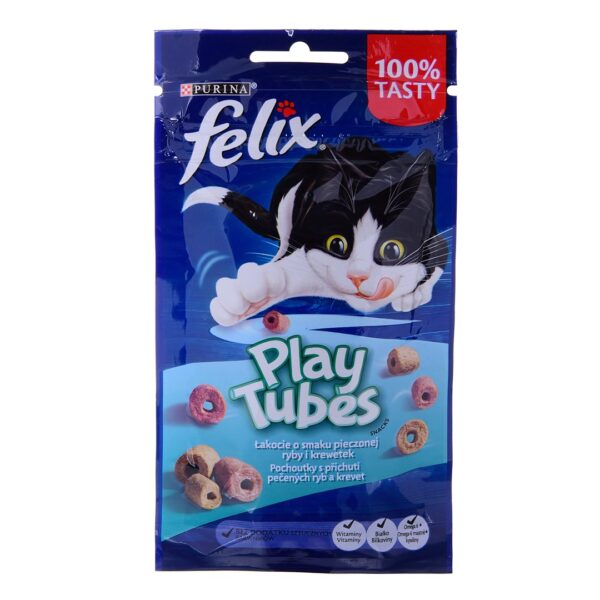 Purina Felix Play Tubes Λιχουδιές Σνακ Γάτας με Ψάρια & Γαρίδες 50gr