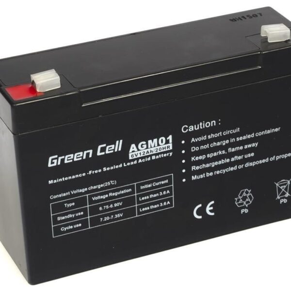 Green Cell με Χωρητικότητα 12Ah και Τάση 6V AGM01 1τμχ