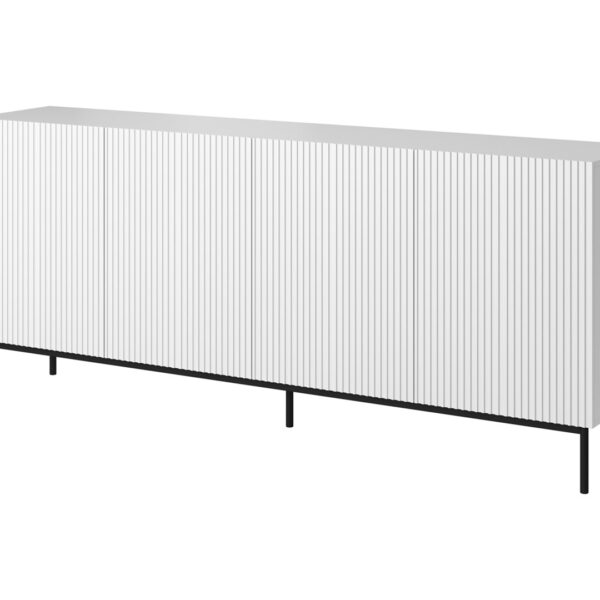 PAFOS chest of drawers on a black steel frame 200x40x102 cm white matt