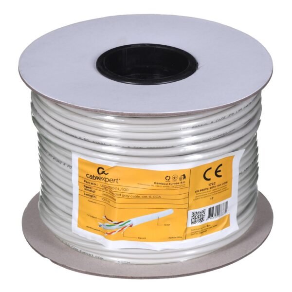 Cablexpert U/UTP Cat.6 Καλώδιο Δικτύου Ethernet χωρίς ακροδέκτες 100m Γκρι