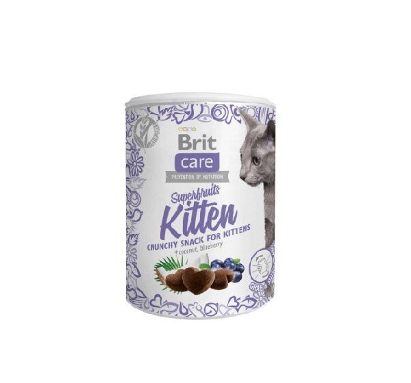 Brit Care Superfruit Kitten Λιχουδιές Σνακ Γάτας Κοτόπουλο, Καρύδα & Μύρτιλο 100gr
