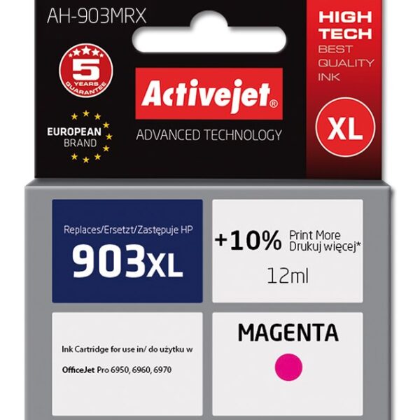 Active Jet Συμβατό Μελάνι Εκτυπωτή InkJet HP 903XL T6M07AE 12ml Ματζέντα 1τμχ