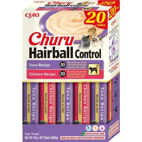 INABA Churu Hairball control Tuna and chicken recipe - cat treats - 20x14g