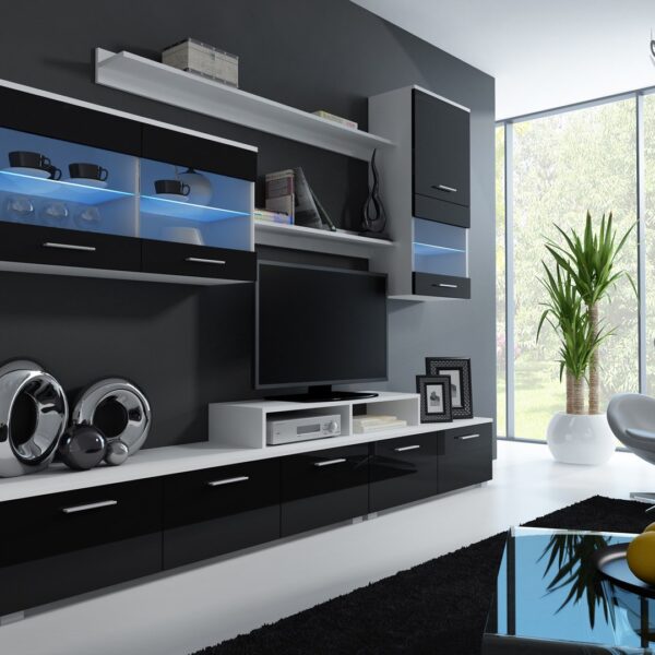 Cama storage cabinets set LOGO II 250/42/190 white/black gloss