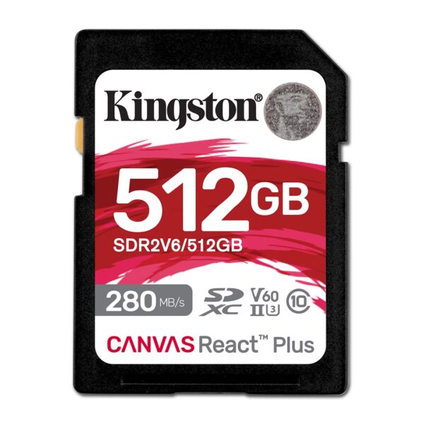 Kingston Canvas React Plus V60 SDXC 512GB Class 10 U3 V60 UHS-II