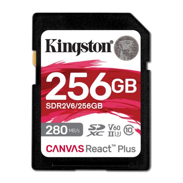 Kingston Canvas React Plus V60 SDXC 256GB Class 10 U3 V60 UHS-II