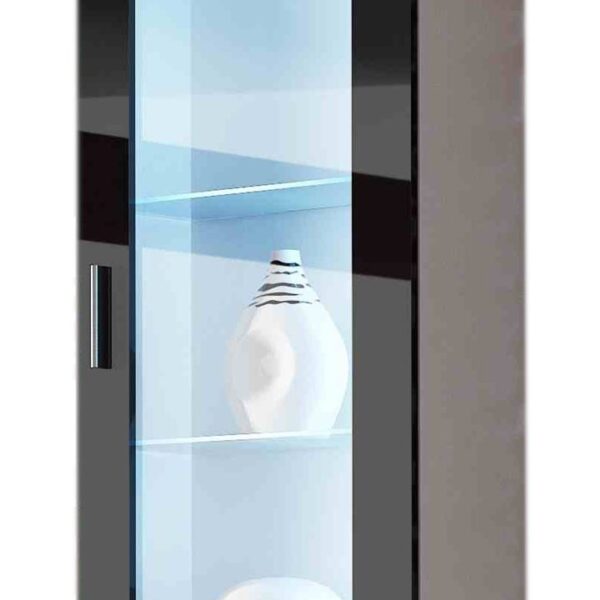 Soho Κρεμαστή Βιτρίνα Σαλονιού από Μοριοσανίδα με Τζάμι Μαύρη 29x60x115cm